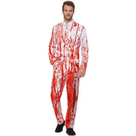 Monster & Griezel Kostuum | Doe Eens Wat Kalmer Aan Met De Ketchup Bloed | Man | Medium | Halloween | Verkleedkleding